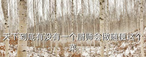 天下到底有沒有一個廚師會做隨便這個菜