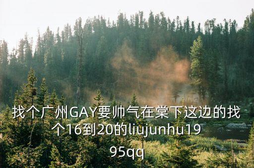 找個廣州GAY要帥氣在棠下這邊的找個16到20的liujunhu1995qq