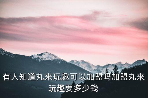有人知道丸來玩趣可以加盟嗎加盟丸來玩趣要多少錢