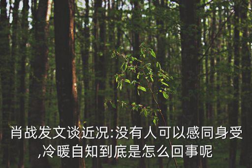 肖戰發文談近況:沒有人可以感同身受,冷暖自知到底是怎么回事呢