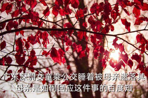 廣東深圳女童乘公交睡著被母親遺落其母親是如何回應(yīng)這件事的百度知