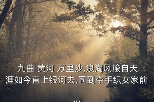  九曲 黃河 萬里沙,浪淘風簸自天涯如今直上銀河去,同到牽手織女家前...