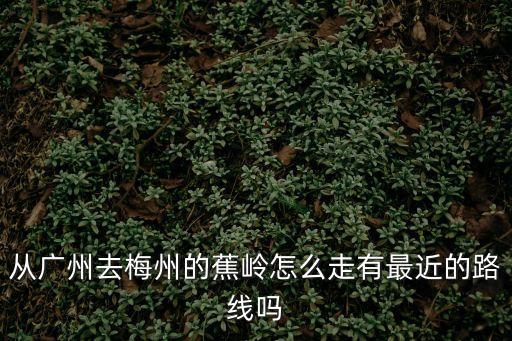 廣州到蕉嶺走什么高速，從廣州去梅州的蕉嶺怎么走有最近的路線嗎