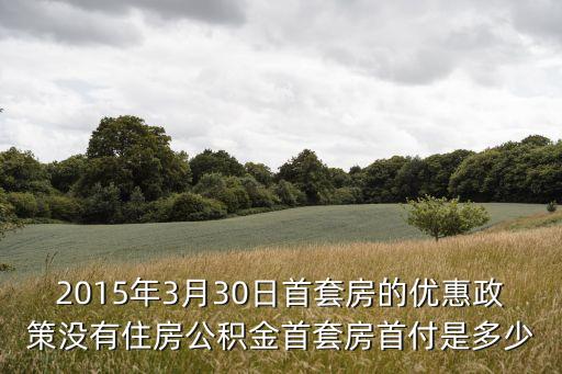 2015年3月30日首套房的優惠政策沒有住房公積金首套房首付是多少