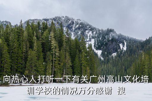 廣州高山教育，向熱心人打聽一下有關廣州高山文化培訓學校的情況萬分感謝  搜