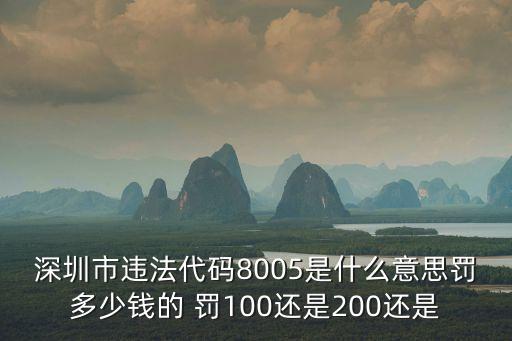 深圳市違法代碼8005是什么意思罰多少錢的 罰100還是200還是