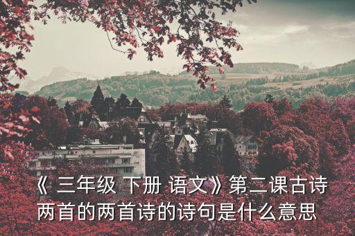 《 三年級(jí) 下冊(cè) 語(yǔ)文》第二課古詩(shī)兩首的兩首詩(shī)的詩(shī)句是什么意思