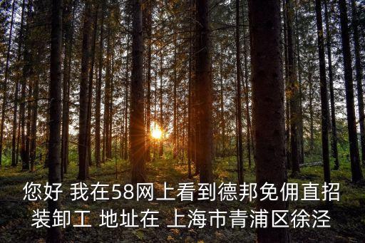 您好 我在58網上看到德邦免傭直招裝卸工 地址在 上海市青浦區徐涇