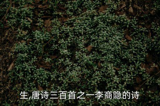 玉谿生,唐詩三百首之一李商隱的詩