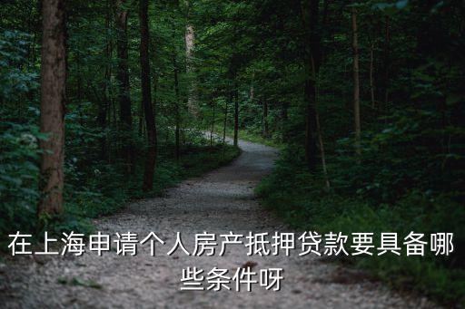 在上海申請個人房產抵押貸款要具備哪些條件呀