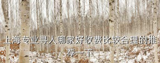 上海專業尋人哪家好收費比較合理的推薦一下