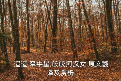  迢迢 牽牛星,皎皎河漢女 原文翻譯及賞析