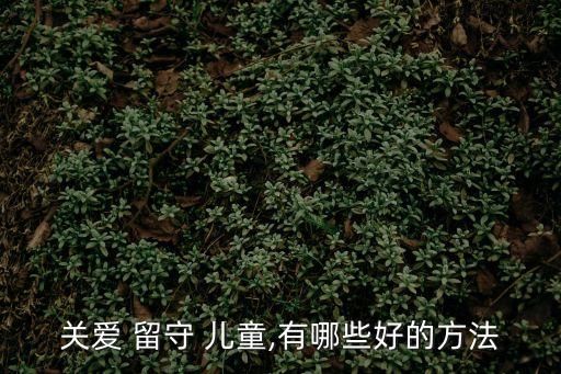 關愛 留守 兒童,有哪些好的方法