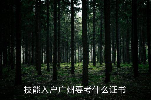 技能入戶廣州要考什么證書