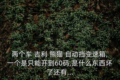 兩個車 吉利 熊貓 自動擋變速箱,一個是只能開到60碼,是什么東西壞了還有...