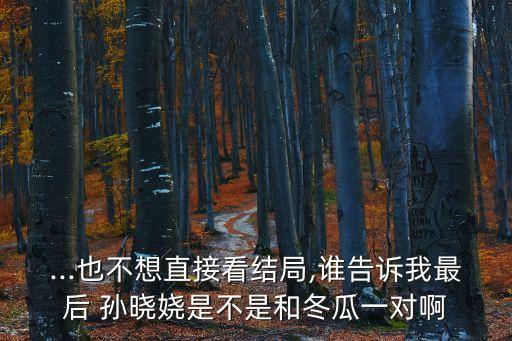 ...也不想直接看結局,誰告訴我最后 孫曉嬈是不是和冬瓜一對啊
