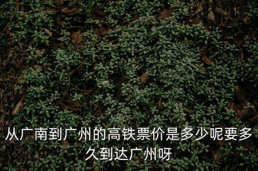 廣南縣高鐵站到廣州，從廣南至廣州的高鐵幾小時