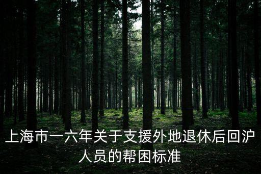 上海市一六年關于支援外地退休后回滬人員的幫困標準