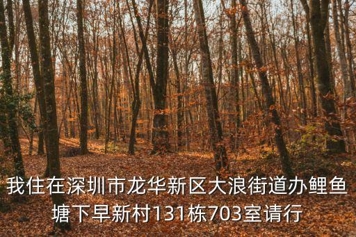 我住在深圳市龍華新區大浪街道辦鯉魚塘下早新村131棟703室請行