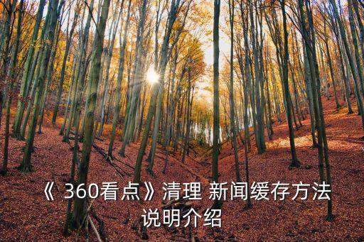 《 360看點》清理 新聞緩存方法說明介紹