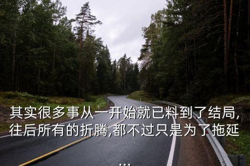 其實很多事從一開始就已料到了結(jié)局,往后所有的折騰,都不過只是為了拖延...