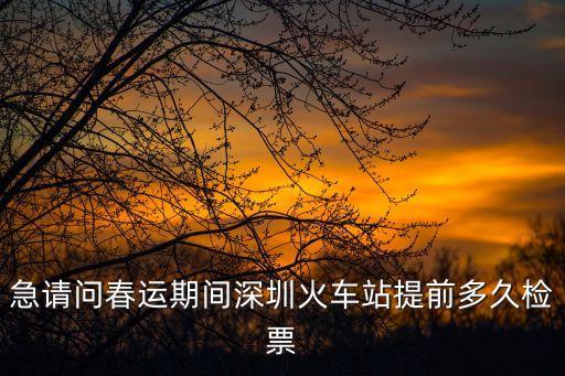急請(qǐng)問春運(yùn)期間深圳火車站提前多久檢票