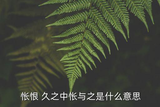 悵恨久之,悵恨久之的意思是:心里頭失意怨忿
