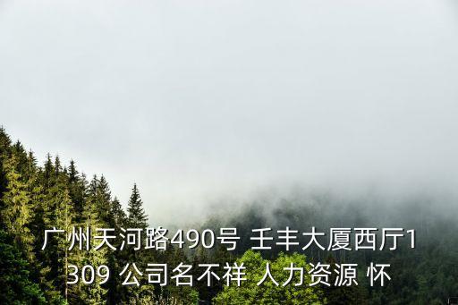 廣州天河路490號 壬豐大廈西廳1309 公司名不祥 人力資源 懷