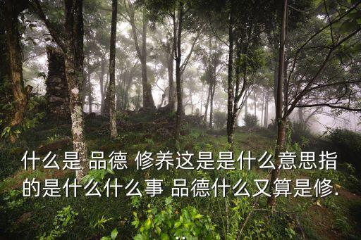 什么是 品德 修養這是是什么意思指的是什么什么事 品德什么又算是修...