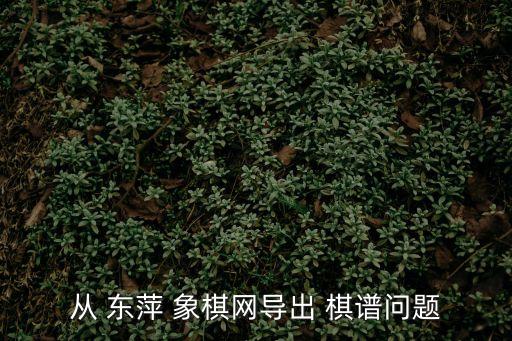 從 東萍 象棋網導出 棋譜問題