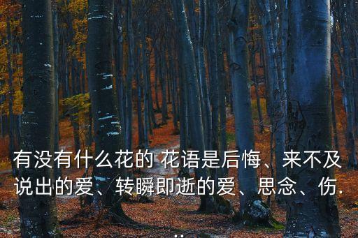 有沒有什么花的 花語是后悔、來不及說出的愛、轉瞬即逝的愛、思念、傷...