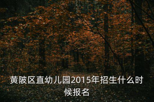 黃陂區直幼兒園2015年招生什么時候報名