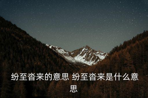  紛至沓來的意思 紛至沓來是什么意思