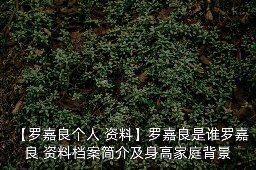 【羅嘉良個人 資料】羅嘉良是誰羅嘉良 資料檔案簡介及身高家庭背景