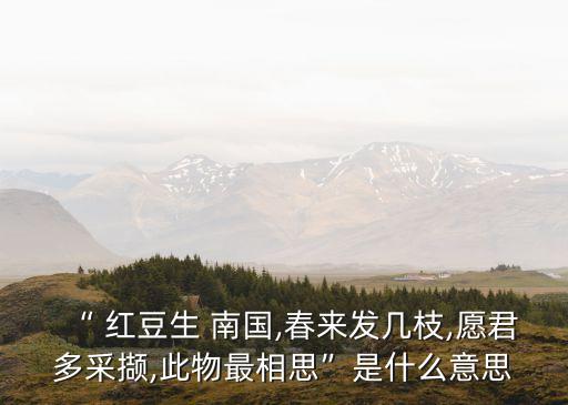 “ 紅豆生 南國,春來發幾枝,愿君多采擷,此物最相思”是什么意思