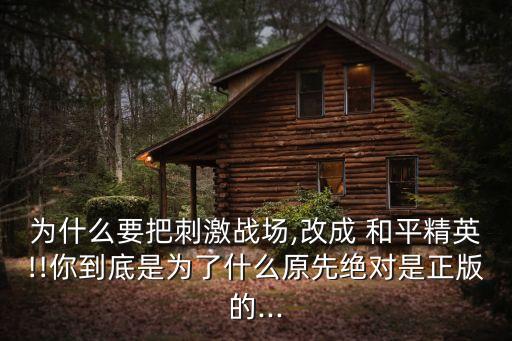 為什么要把刺激戰(zhàn)場,改成 和平精英!!你到底是為了什么原先絕對是正版的...