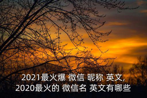 2021最火爆 微信 昵稱 英文,2020最火的 微信名 英文有哪些