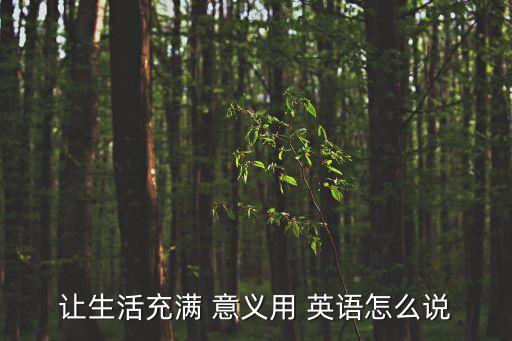 讓生活充滿 意義用 英語怎么說