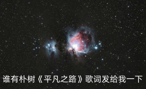 誰有樸樹《平凡之路》歌詞發(fā)給我一下