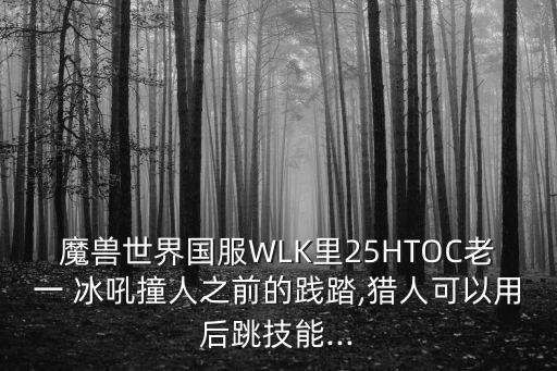 魔獸世界國服WLK里25HTOC老一 冰吼撞人之前的踐踏,獵人可以用后跳技能...