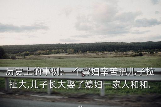歷史上的事例:一個寡婦辛苦把兒子拉扯大,兒子長大娶了媳婦一家人和和...