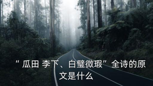 “ 瓜田 李下、白璧微瑕”全詩的原文是什么