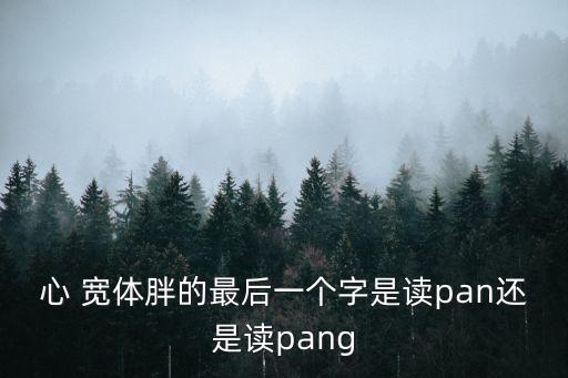心 寬體胖的最后一個字是讀pan還是讀pang