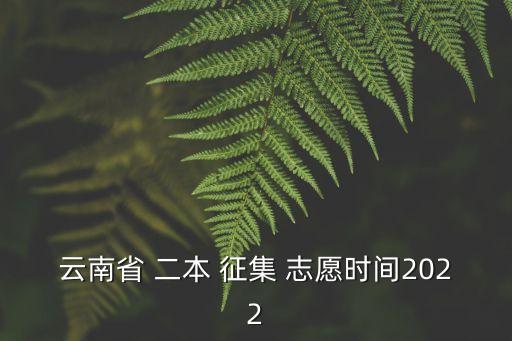 云南省 二本 征集 志愿時間2022