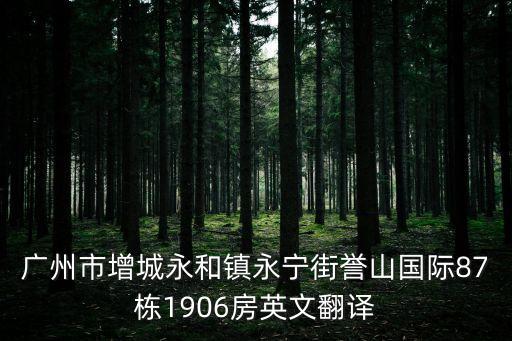 廣州市增城永和鎮(zhèn)永寧街譽(yù)山國際87棟1906房英文翻譯