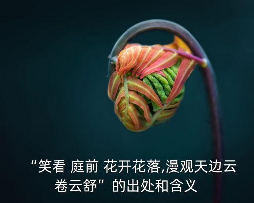 庭前花開花落,漫隨天外云卷云舒,閑看庭前花開花落