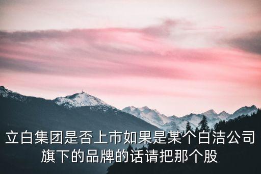 立白集團是否上市如果是某個白潔公司旗下的品牌的話請把那個股