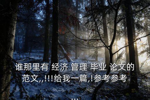 誰那里有 經(jīng)濟(jì) 管理 畢業(yè) 論文的范文,,!!!給我一篇,!參考參考...
