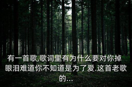 有一首歌,歌詞里有為什么要對你掉 眼淚難道你不知道是為了愛.這首老歌的...