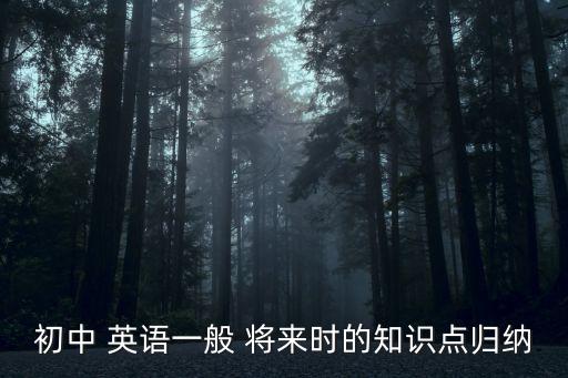初中 英語一般 將來時的知識點歸納